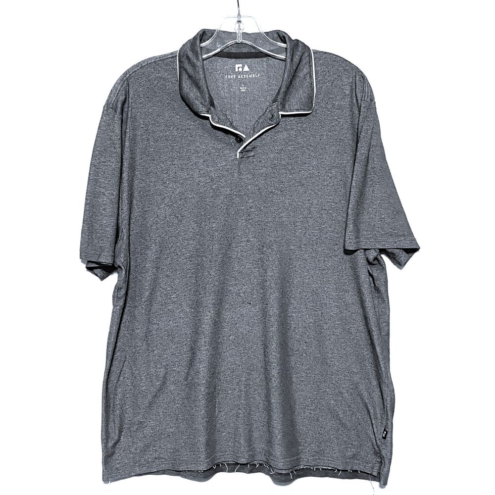 Free Assembly Gray Polo Shirt Mens L Preppy Stretch Classic Casual Capsule Golf